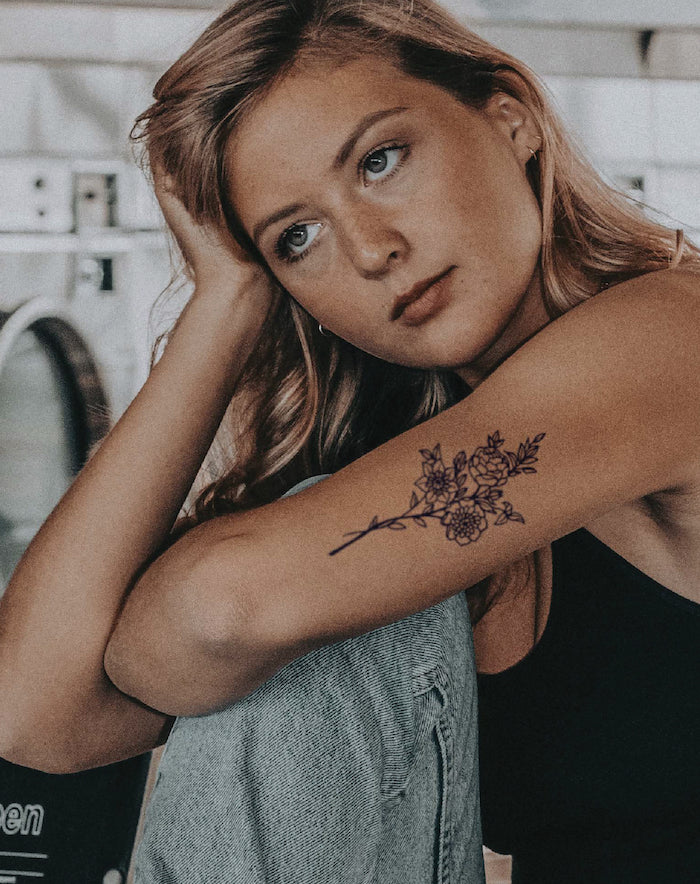 Tall Flowers Semi-Permanent Tattoo